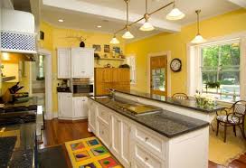 Kitchen Design Kitchen Cabinets Traditional White Island Seating Wood Floor White Kitchen With Yellow Yellow Kitchen Walls Yellow Kitchen Kitchen Color Yellow