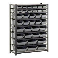 Black And Yellow Storage Bins Costco Sandusky 57 In H X 44 In W X 16 In D Steel Commercial Bin Shelving Unit In Gray Ur4416bin36 The Home Depot Storage Shelf With Bins Industrial Storage Racks Plastic Storage Bins