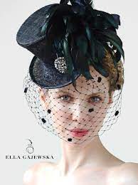 Mini Top Hat Black With Mysterious Birdcage Veiling Steampunk Accessory Mad Hatter Handmade Millinery Elegant Feat Mini Top Hat Steampunk Hat Top Hat