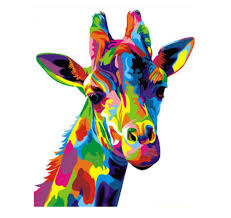 Colorful Giraffe Paint By Number Kit Giraffe Decor Animal Diy Kit Painting On Canvas Giraffe Painting Colorful Animal Paintings Animal Paintings