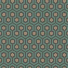 Dans un beau vert profond, le motif à reflets dorés est sublimé. Papier Peint Geometrique Noir Bleu Canard Dore Hick S Hexagon