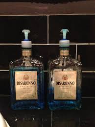 Disaronno Bottle Reused As Soap Dispenser Up Cycle Patron Bottle Crafts Bottle Crafts Wine Bottle Crafts
