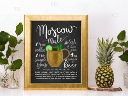 Moscow Mule Chalkboard Cocktail With Recipe Printable Wall Etsy Food Printables Cocktail Mix Yummy Alcoholic Drinks