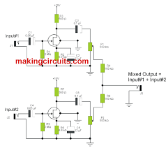 This circuit supplied using 9v power supply. Microphone Mixer Circuit