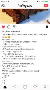 Rsprecipes Rsp Chocolate Brownies 60 Calories Per Bar 1 Scoop Rspnutrition Chocolate Whey 1 4 C Cocoa Canned Pumpkin Coconut Flour Chocolate Brownies