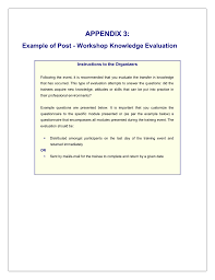 How to write an appendix. Appendix 3 Example Of Post Workshop Knowledge Evaluation