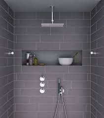 I M Dreaming Of Imperfectly Polished Grey Bathroom Tiles Modern Shower Shower Niche