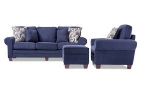 Navy blue chair with ottoman. Gracie 90 Navy Sofa Chair Storage Ottoman Bob S Discount Furniture