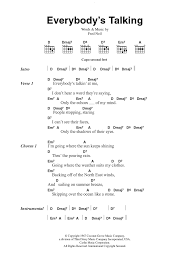 Everybodys Talkin by Nilsson Sheet Music for Guitar ChordsLyrics at  Sheet Music Direct