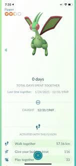 Its wings seem to be singing when they are flapped. Bug Great Buddy Flygon Shows That We Have Spent 0 Days Together Haven T Spent Time Together Since 1969 And Was Caught 12 31 1969 Thesilphroad