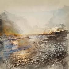 You've got the complete tutorial below: Watercolor Painting Of Beautiful Sunset Over Beach Long Exposure Landscape Photograph By Matthew Gibson