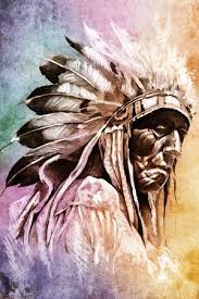 Shopping the best for men room decor for kitchen or bathroom walls? Sketch Of Tattoo Art Indian Head Over Colorful Background Art Print Outsiderzone Art Com
