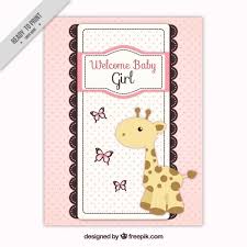 All our invitations, cards, frames, patterns, virtual baby shower thank you cards. Free Vector Pink Baby Shower Card With Giraffe