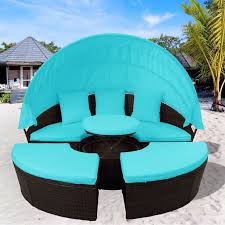 This a good way to protect your patio table and chairs and also how the cover to secure it to the table or chair is well thought of, the strap and. Patio Furniture Daybed Sets Round Patio Daybed Sunbed With Retractable Canopy Seating Separates Cushioned Seats Brown Wicker Patio Conversation Sets Outdoor Furniture For Garden Lawn Pool W7882 Walmart Com Walmart Com