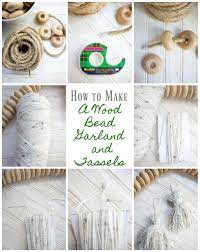 How To Make A Wood Bead Garland With Tassels 2 Bees In A Pod Wood Beads Diy Wood Bead Garland Wooden Bead Garland