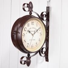Nautical victoria station double sided railway clock functional clock home decor. Double Sided Clock Style Antique Decorative Garden Outdoor 8 Round Train Station Vintage Hanging Double Sided Shopee Malaysia