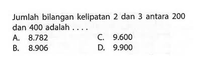 Jumlah bilangan kelipatan 5 antara 100 dan 300 adalah…. Mvqh3ksqfbvirm