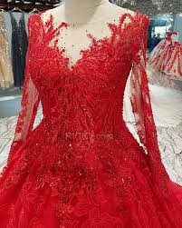 Durchstöbere jetzt unser sortiment von brautkleidern mit spitze und brautmode für einen unvergesslichen anlass. Spitzen Elegante Lange Armel Rot Glitzernden Transparentes Lange Modest Brautkleider Online Kaufen Ricici Com