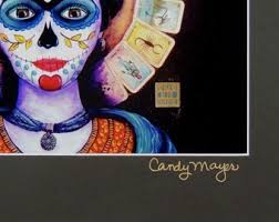 Dia de los Muertos Art, Frida Kahlo Matted Print, Mexican Folk Art, Loteria  Card Art, Southwestern Art Gift