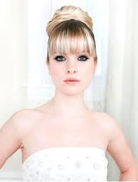 High bun with bangs is a practical hairstyle that is extremely suitable for work interview and for office. Wedding Hairstyles Unique Wedding Hairstyles Wedding Hairstyles Updo Bridesmaid Hair Updo