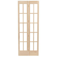 Pinecroft 32 In X 80 In Classic French Glass Wood Universal X2f Reversible Interior Bi Fold Door 8725 French Doors Interior Bifold Doors Wood Doors Interior