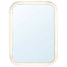 Discarding the transparent, card sheet, and backing layers of the a couple of staples into the wooden frame are more than enough to allow the wire to take the weight. Storjorm White Mirror With Integrated Lighting 80x60 Cm Ikea