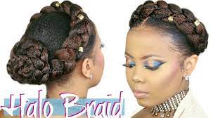 How To Faux Halo Braid Tutorial Crown Braid W Kanekalon Hair 4c Natural Hairstyle Video Natural Hair Styles Halo Braid Tutorials Kids Braided Hairstyles