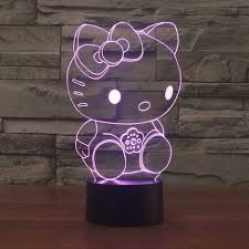 360 lighting modern desk table lamp 16 1/2 high with usb port and nightlight led black touch dimmer for bedroom bedside office. Adorable Sitting Hello Kitty 3d Optical Illusion Lamp Hello Kitty Bedroom Hello Kitty House Hello Kitty Items