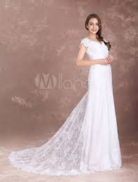 Strapless wedding dresses lace bridal gown lace up elegant classic mermaid style. Boho Wedding Dress Lace Mermaid Beach Bridal Dress V Neck V Back Ivory Summer Wedding Gown With Train Milanoo Com