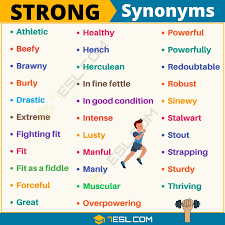 Strong Synonym List Of 115 Synonyms For Strong With Examples 7 E S L English Vocabulary Words Writing Words Book Writing Tips