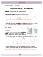 Student exploration calorimetry lab answers activity c continue. Calorimetrylabse Doc Name Adithya Rathinasabapathy Date Student Exploration Calorimetry Lab Use With The Calorimetry Gizmo In Explorelearning By Going Course Hero