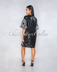 Black And Red T Shirt Dress Chic Couture Online Uk Black White Red Sequins T Shirt Dress Sequin T Shirt Dress Red Sequin Dresses
