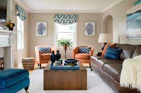 Coral And Navy Living Room Ideas - Photos & Ideas | Houzz