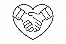 An icon that represents the icon for the form. Respect Icon Handshake With Heart Pre Designed Illustrator Graphics Creative Market