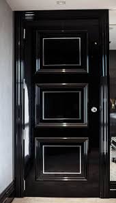 High Gloss Black With Metal Inlays Roshan Black Front Doors Wood Doors Interior Door Design