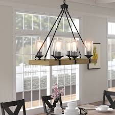 Laurel Foundry Modern Farmhouse Erick Wood 6 Light Rectangle Chandelier Reviews Wayfair
