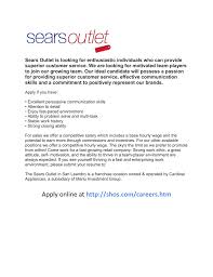 The address of sears outlet is 251 lakeshore parkway, birmingham al 35209, united states. Apply Online At Http Shos Com Careers Htm