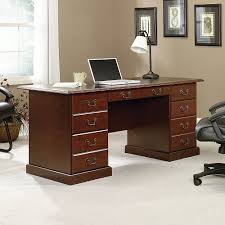 Sauder Heritage Hill Double Pedestal Desk 64 34 W Classic Cherry By Office Depot Officemax Classic Desk Home Office Furniture Executive Office Furniture