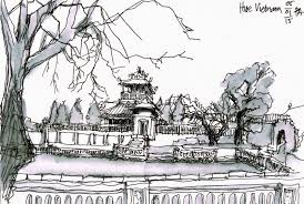 Vietnam Street Scenes And Landscapes Urban Sketchers Street Scenes Urban Sketching Contour Line Drawing