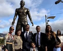 A bust of the real madrid soccer star was unveiled on wednesday during a ceremony renaming portugal's madeira international airport to aeroporto cristiano. Cristiano Ronaldo Statue Accused Of Being Overly Generous In Shorts Department Daily Mail Online