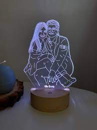 Custom Photo Desk Led Lamp Drawing From Photo 5th Anniversary Gift Nightlight Led Dimmable Touch Remote Switch Nightlight Led Lamp Family Photo Gifts Wood Anniversary Gift Anniversary Gifts