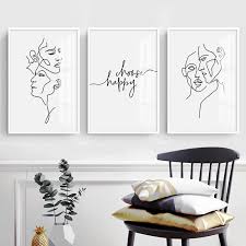 Black And White Line Art Canvas Minimalist Black White Lovers Sketch Wall Art Line Drawing Canvas Prints Nordicwallart Com Modern Canvas Painting Diy Canvas Art Minimalist Wall Art