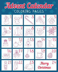 Here is a simple merry christmas sign coloring sheet for your kids to work on a winter afternoon. Advent Calendar With Christmas Coloring Pages Festive Winter And New Year Symbols Hand Drawing Style Vector Stock Vector Illustration Of Bell Banner 103525218
