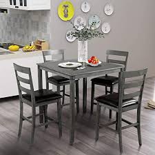 If you've been looking to upgrade your dining area to counter height, look no further than the. Buy P Purlove 5 Piece Wooden Kitchen Table Set Counter Height Dining Table Set Dining Room Table Set With Square Table And 4 Chairs For 4 Home Kitchen Furniture Dinette Set Gray Online In