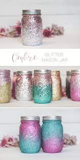 Ombre Glitter Mason Jars Sprinkled And Painted At Ka Styles Co Mason Jar Crafts Diy Mason Jar Diy Jar Crafts