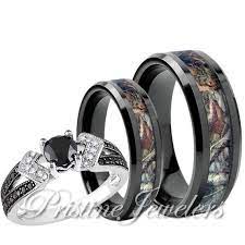 Women 925 Sterling Silver Ring Men Black Titanium Mossy Forest Oak Camo Band Set Camo Wedding Rings Sets Camo Wedding Rings Sterling Silver Wedding Rings