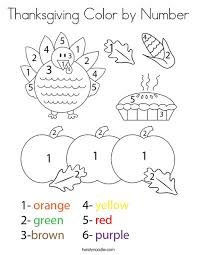 Thanksgiving is the perfect opportunity to talk with children about what it means to be thankful. Thanksgiving Color By Number Coloring Page Twisty Noodle