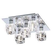 Glass Ice Cube 5 Light Flush Ceiling Light Silver Homebase Flush Ceiling Lights Ceiling Lights Ceiling Pendant