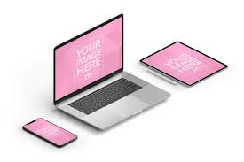 3d Mockup Generator Featuring Isometric View Of An Iphone Xs Macbook Pro Laptop And Ipad Tablet Computer A Multi Device Combo Ipad Iphone Macbook Pro Laptop