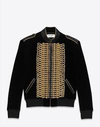 Saint Laurent Officer Teddy Jacket In Black Cotton Velour